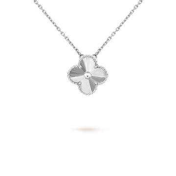 [ORA]CLOVER 15MM LASER NECKLACE SILVER