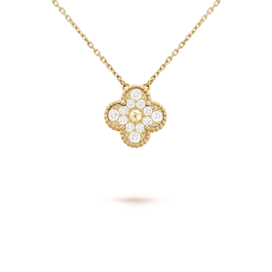 [ORA]CLOVER 15MM DIAMOND SINGLE FLOWER NECKLACE