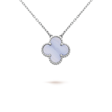 [ORA]CLOVER 15MM BLAUER CHALCEDON-HALSKETTE SILBER