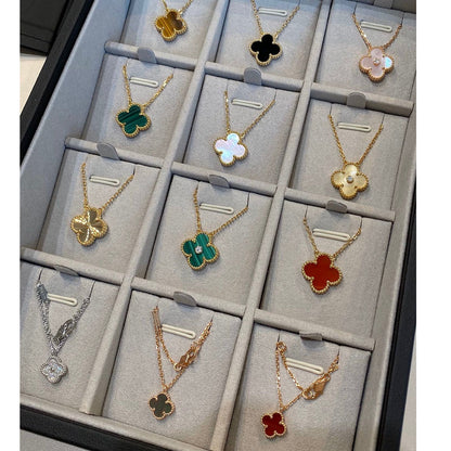 [ORA]CLOVER 15MM BLACK ONYX SINGLE FLOWER NECKLACE