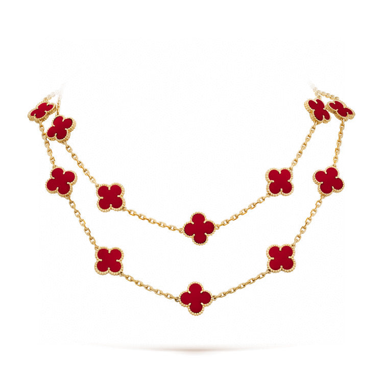 [ORA]CLOVER 20 MOTIFS CARNELIAN NECKLACE