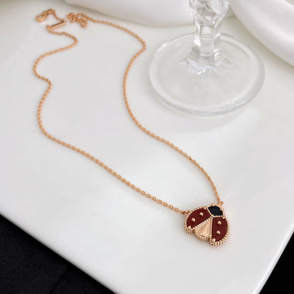 [ORA]LUCKY  CARNELIANS LADYBUG NECKLACE