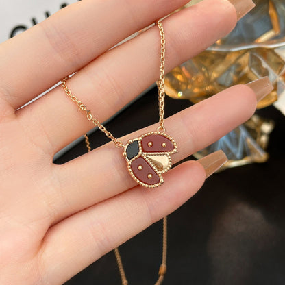 [ORA]LUCKY  CARNELIANS LADYBUG NECKLACE