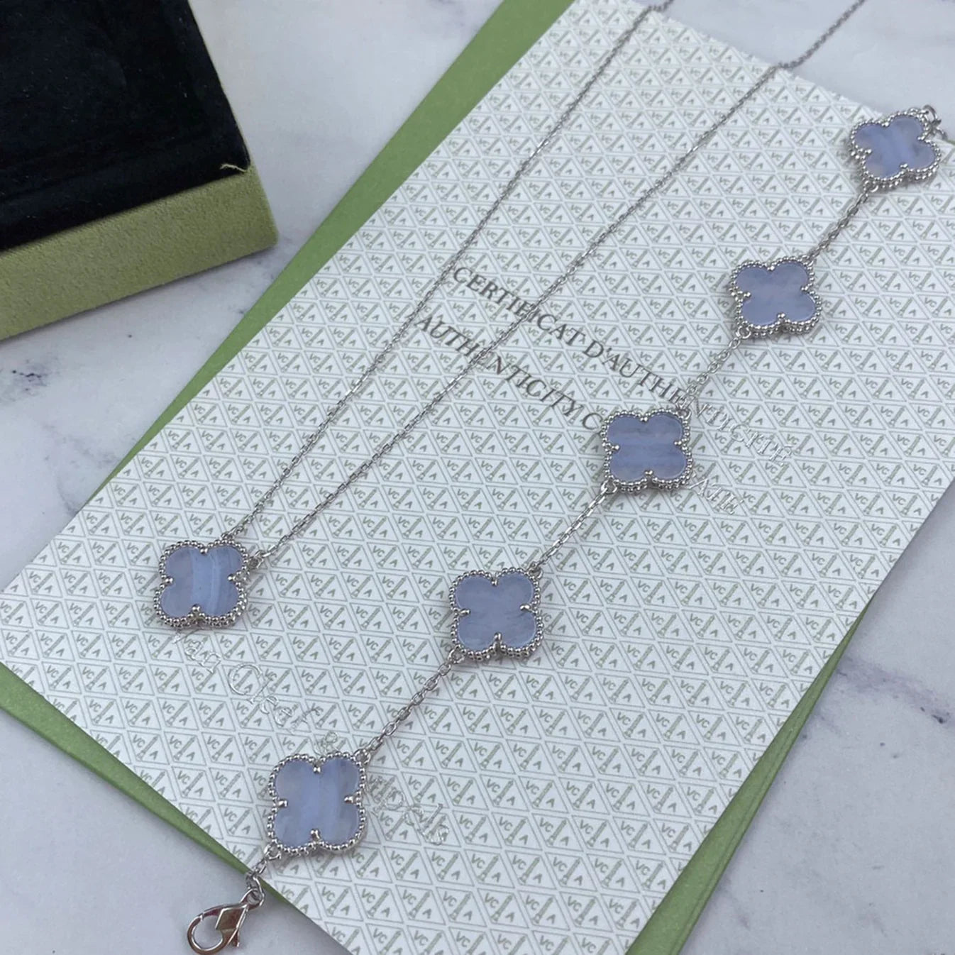 [ORA] CLOVER 5 MOTIF PURPLE CHALCEDONY BRACELET COLLECTION