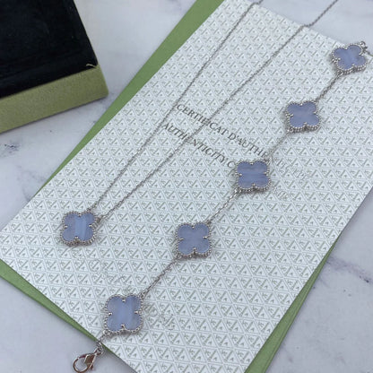 [ORA] CLOVER 5 MOTIF PURPLE CHALCEDONY BRACELET COLLECTION