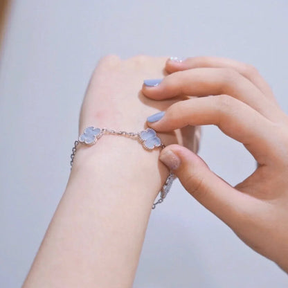 [ORA] CLOVER 5 MOTIF PURPLE CHALCEDONY BRACELET COLLECTION