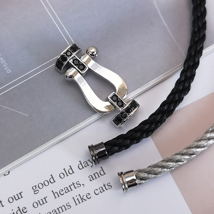 [ORA]FORCE LARGE HORSESHOE BLACK DIAMOND BRACELET SILVER