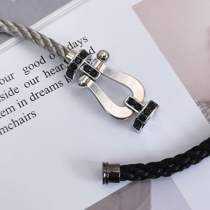 [ORA]FORCE LARGE HORSESHOE BLACK DIAMOND BRACELET SILVER