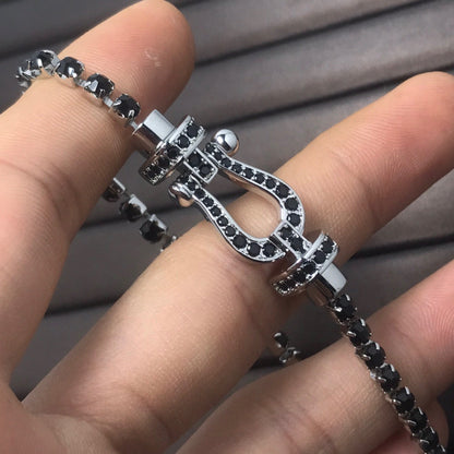[ORA]FORCE  LARGE HORSESHOE FULL DIAMOND TENNIS BRACELET