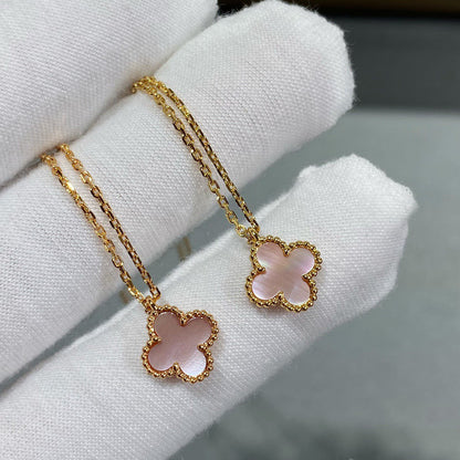 [ORA]CLOVER 15MM PINK MOTHER-OF-PEARL SINGLE FLOWER NECKLACE