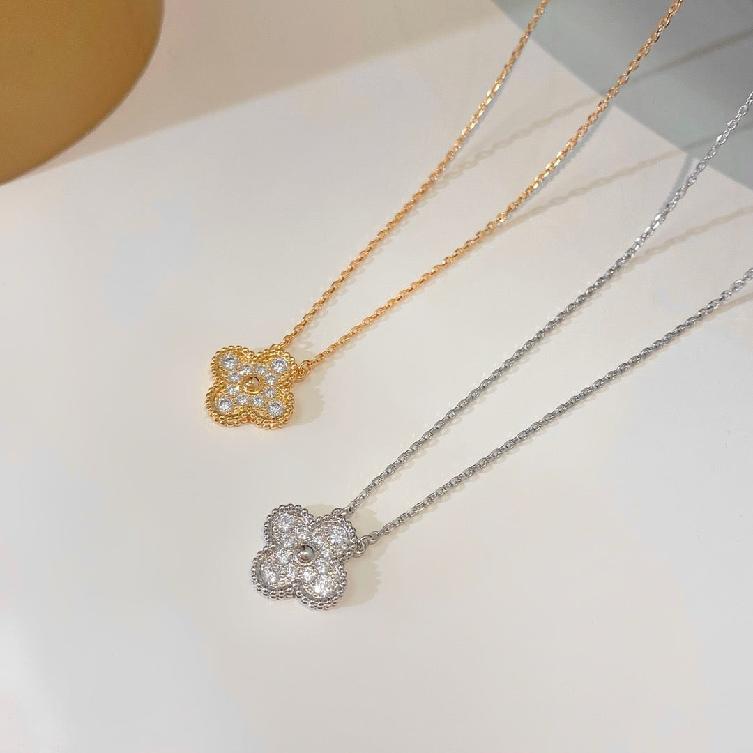 [ORA]CLOVER 15MM DIAMOND SINGLE FLOWER NECKLACE