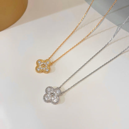 [ORA]CLOVER 15MM DIAMOND SINGLE FLOWER NECKLACE