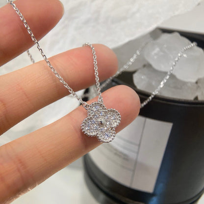 [ORA]CLOVER 15MM DIAMOND SINGLE FLOWER NECKLACE