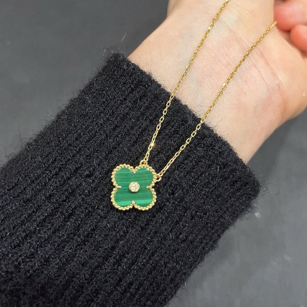 [ORA]CLOVER 15MM DIAMOND TURQUOISE NECKLACE