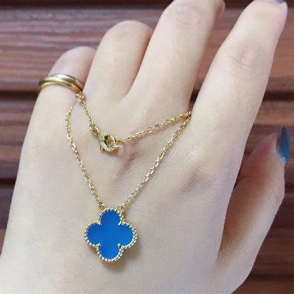 [ORA]CLOVER 15MM BLUE AGATE NECKLACE