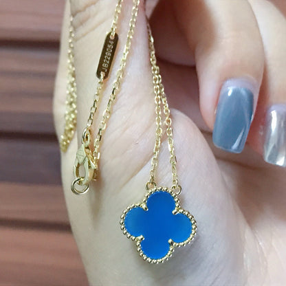 [ORA]CLOVER 15MM BLUE AGATE NECKLACE