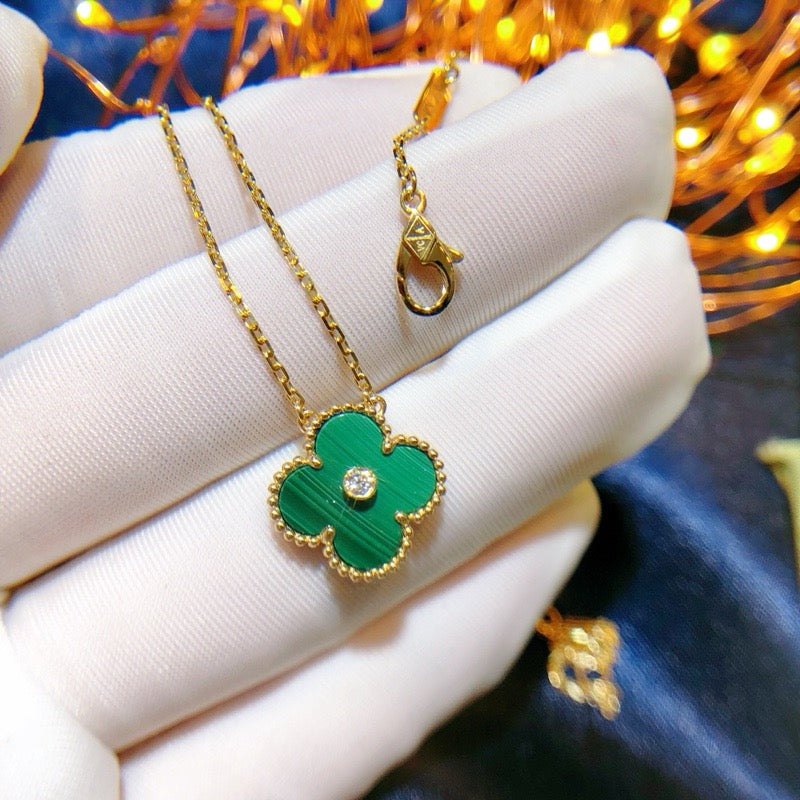 [ORA]CLOVER 15MM DIAMOND TURQUOISE NECKLACE