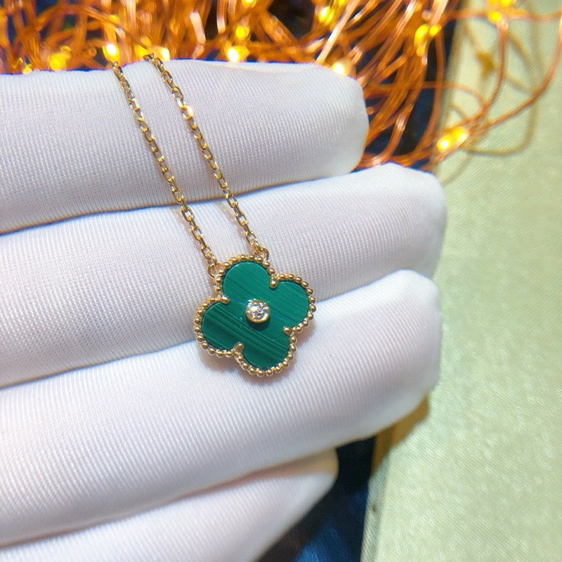 [ORA]CLOVER 15MM DIAMOND TURQUOISE NECKLACE