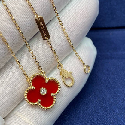 [ORA]CLOVER 15MM DIAMOND CARNELIAN NECKLACE