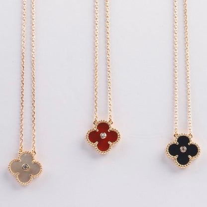 [ORA]CLOVER 15MM DIAMOND CARNELIAN NECKLACE