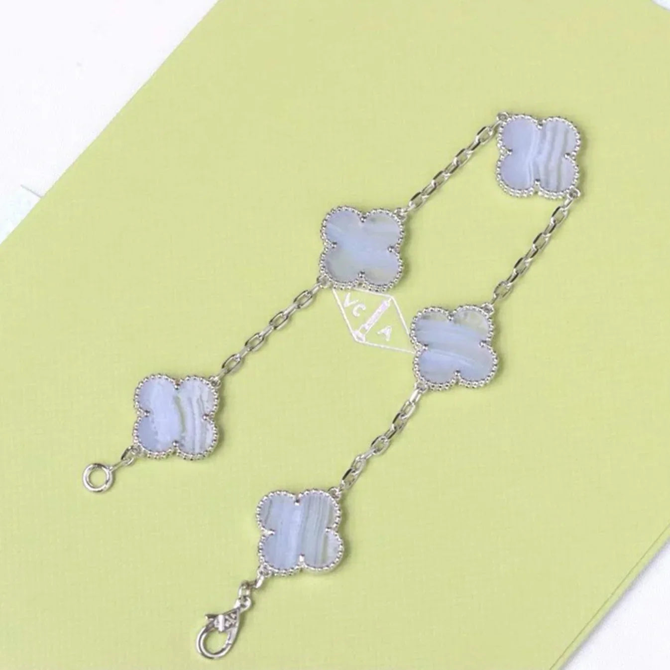 [ORA] CLOVER 5 MOTIF PURPLE CHALCEDONY BRACELET COLLECTION