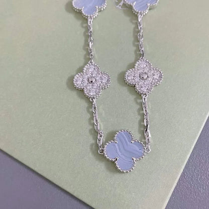 [ORA] CLOVER 5 MOTIF PURPLE CHALCEDONY BRACELET COLLECTION