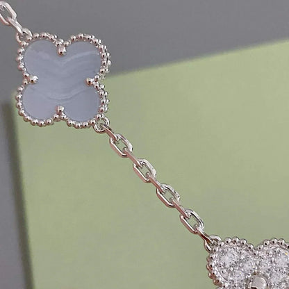 [ORA] CLOVER 5 MOTIF PURPLE CHALCEDONY BRACELET COLLECTION
