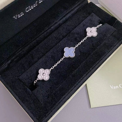[ORA] CLOVER 5 MOTIF PURPLE CHALCEDONY BRACELET COLLECTION