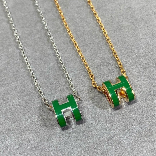 [ORA]POP H GREEN NECKLACE SILVER AND GOLD