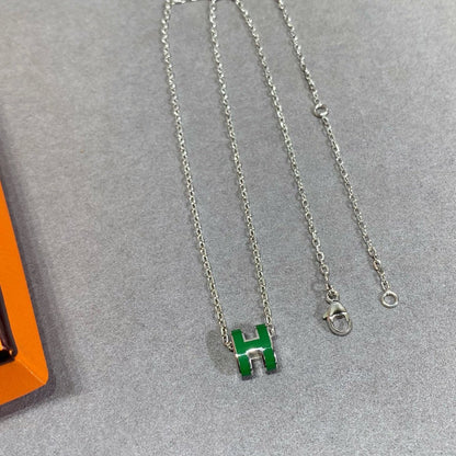 [ORA]POP H GREEN NECKLACE SILVER AND GOLD
