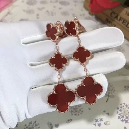 [ORA]CLOVER 3 MOTIF CARNELIAN DROP EARRINGS