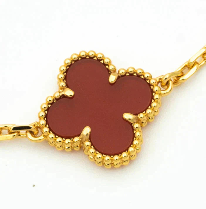 [ORA] CLOVER 5 MOTIF RED CORNELIAN BRACELET COLLECTION