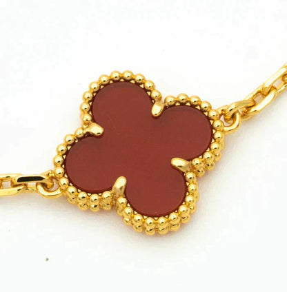 [ORA] CLOVER 5 MOTIF RED CORNELIAN BRACELET COLLECTION