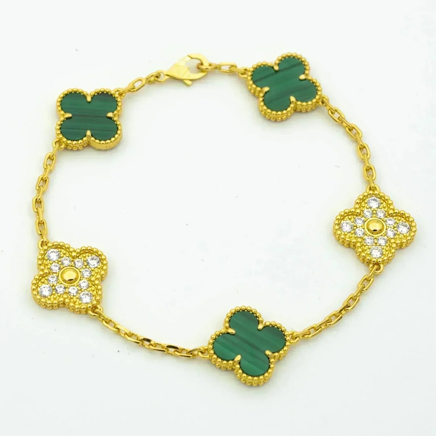 [ORA] CLOVER 5 MOTIF MALACHITE BRACELET COLLECTION