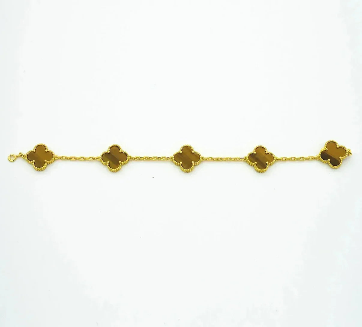 [ORA] CLOVER 5 MOTIFS TIGER EYE BRACELET COLLECTION