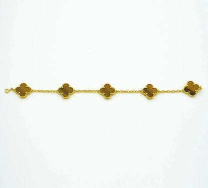 [ORA] CLOVER 5 MOTIFS TIGER EYE BRACELET COLLECTION
