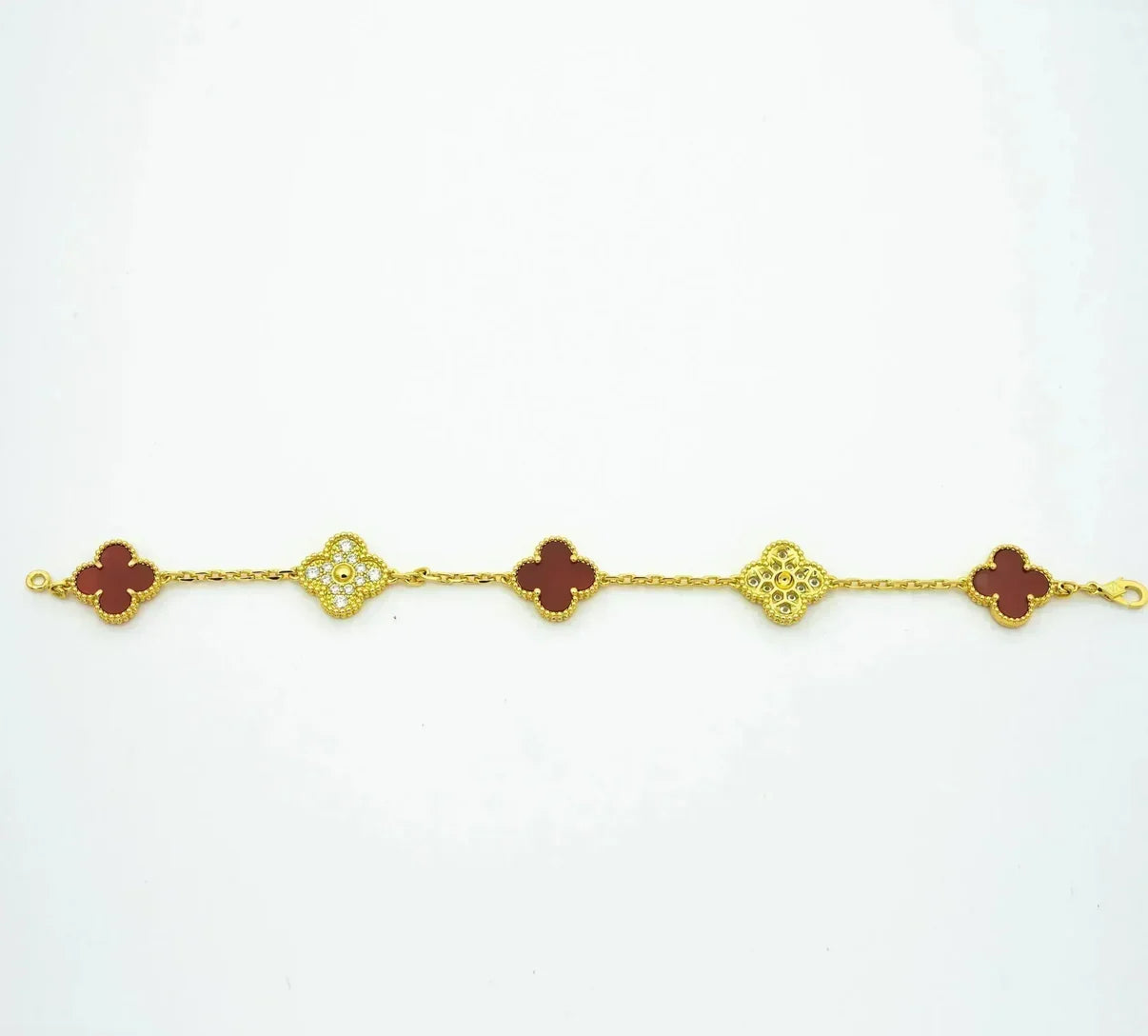 [ORA] CLOVER 5 MOTIF RED CORNELIAN BRACELET COLLECTION