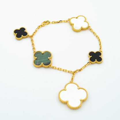 [ORA]CLOVER BRACELET 5 MOTIFS ONYX MOP