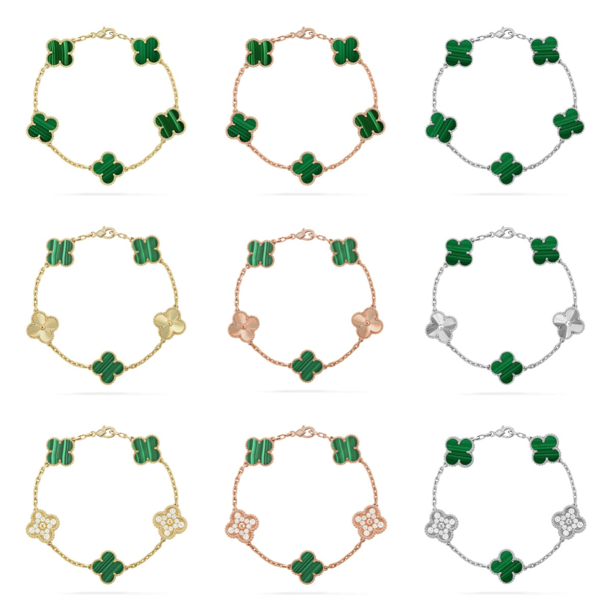 [ORA] CLOVER 5 MOTIF MALACHITE BRACELET COLLECTION