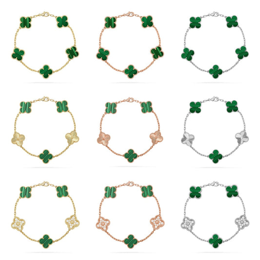 [ORA] CLOVER 5 MOTIF MALACHITE BRACELET COLLECTION