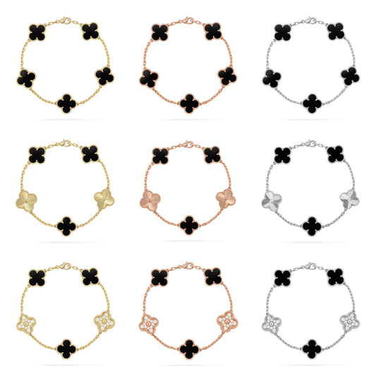 [ORA] CLOVER 5 MOTIF ONYXS BRACELET COLLECTION