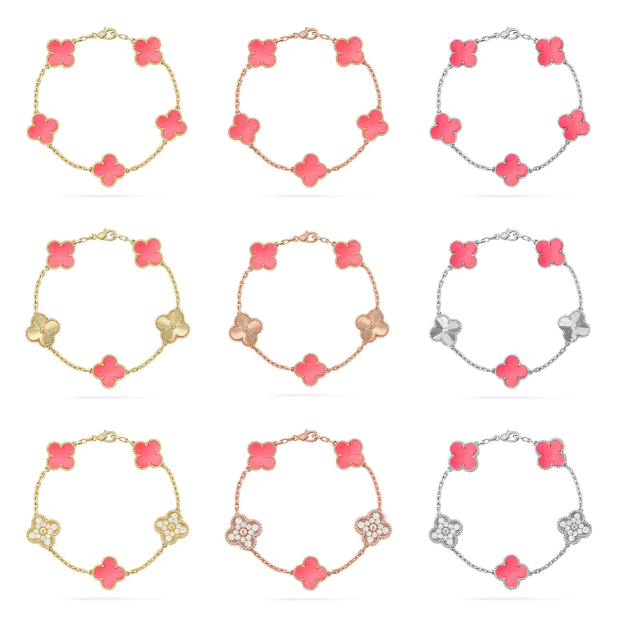 [ORA] CLOVER 5 MOTIFS  PINK MOP BRACELET COLLECTION