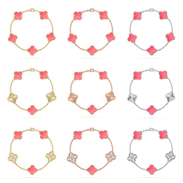[ORA] CLOVER 5 MOTIFS  PINK MOP BRACELET COLLECTION