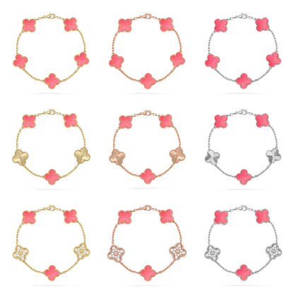 [ORA] CLOVER 5 MOTIFS  PINK MOP BRACELET COLLECTION