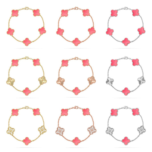 [ORA] CLOVER 5 MOTIFS  PINK MOP BRACELET COLLECTION