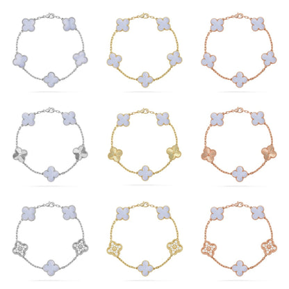 [ORA] CLOVER 5 MOTIF PURPLE CHALCEDONY BRACELET COLLECTION