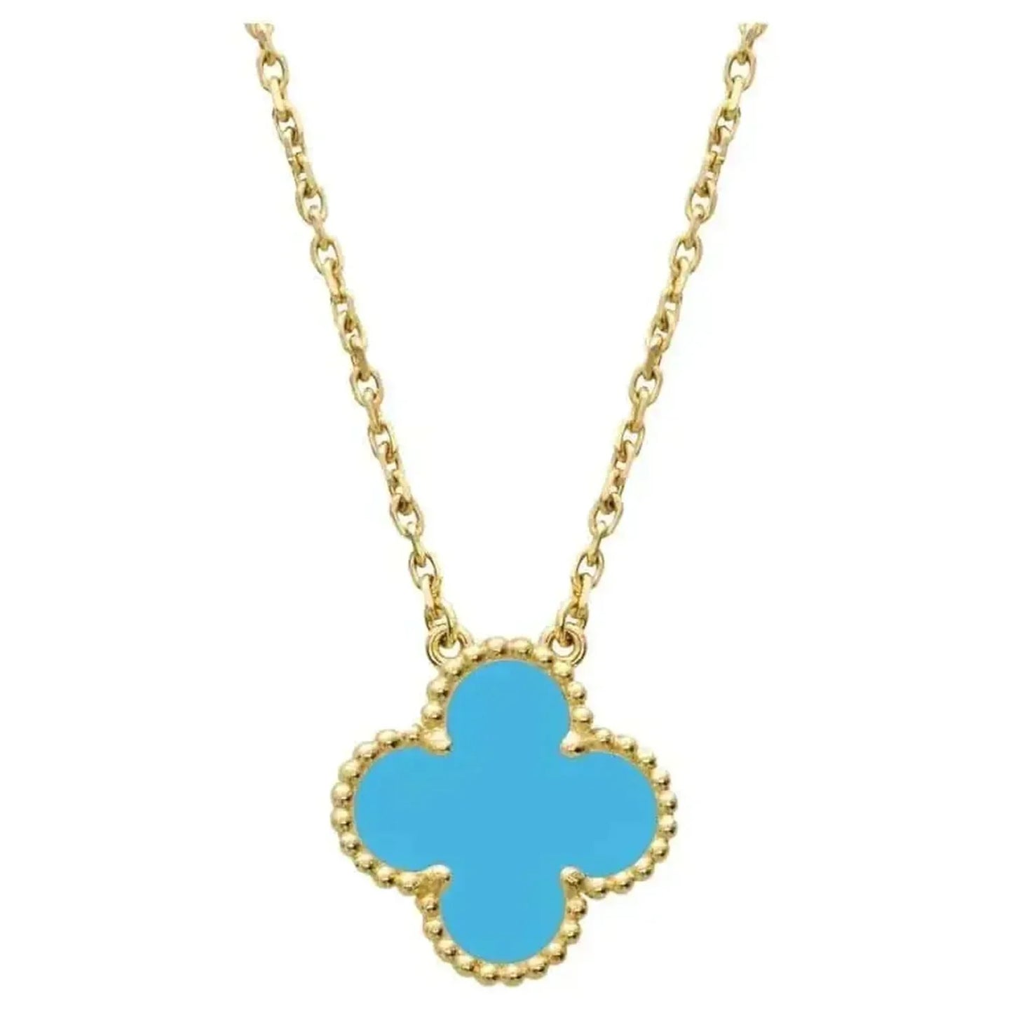 [ORA]CLOVER 15MM VINTAGE TURQUOISE NECKLACE