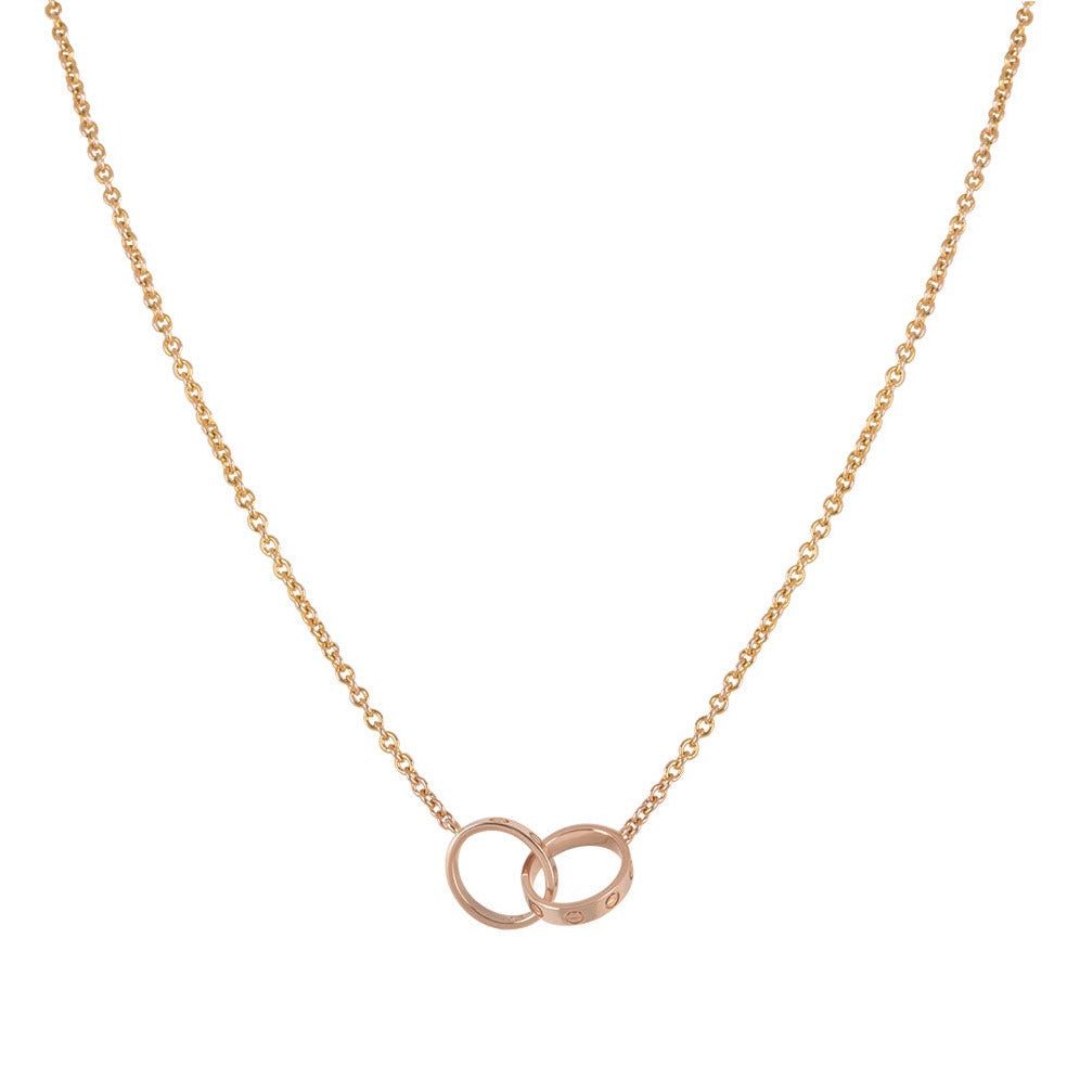 [ORA]LOVE NECKLACE DOUBLE RING PINK GOLD