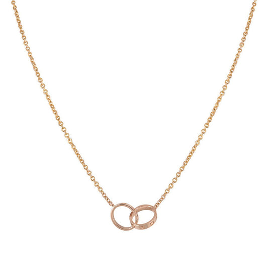 [ORA]LOVE NECKLACE DOUBLE RING PINK GOLD