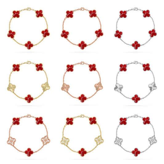 [ORA]CLOVER 5 MOTIF RED PATTERN BRACELET COLLECTION